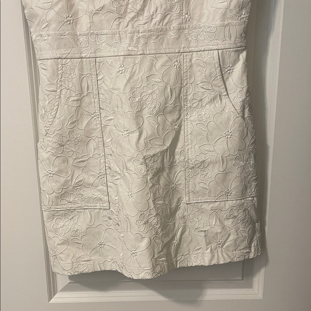Amanda Uprichard Vegan Leather White Floral Embroidered Dress, Size Medium, EUC - Picture 9 of 11